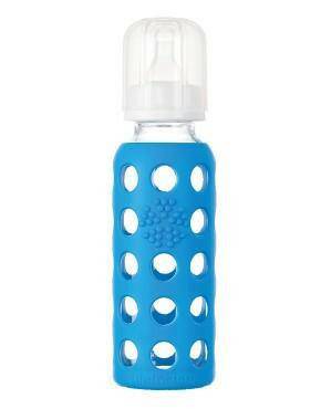 Life Factory 9 oz Glass Baby Bottle with Silicone Sleeve (ocean) - Traveling Tikes