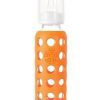 Life Factory 9 oz Glass Baby Bottle with Silicone Sleeve (orange) - Traveling Tikes