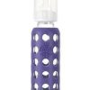 Life Factory 9 oz Glass Baby Bottle with Silicone Sleeve (royal purple) - Traveling Tikes