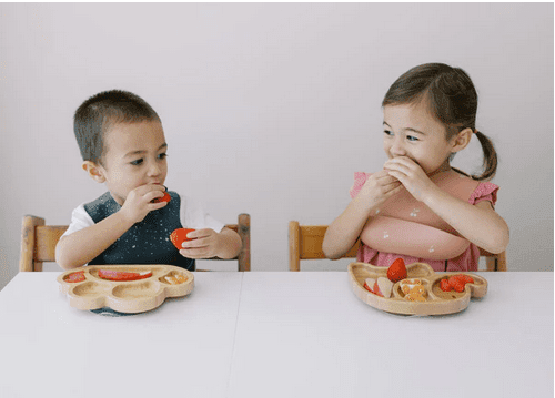 milk it baby bamboo elephant suction plate and fork set berry blue traveling tikes 5