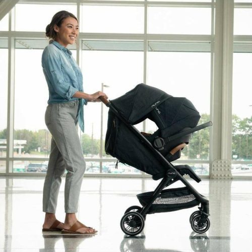 nuna trvl self folding compact stroller caviar traveling tikes 7