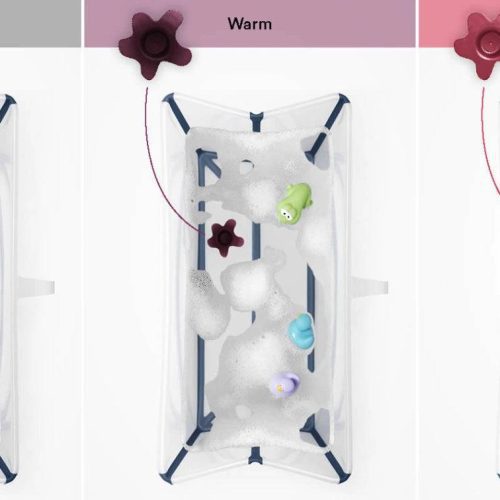 stokke flexi bath heat sensitive transparent pink inset 3