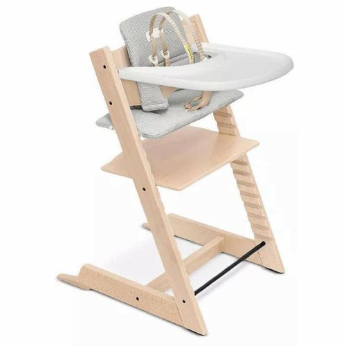 Tripp Trapp High Chair2 and Cushion with Stokke Tray - Natural / Nordic Grey - Traveling Tikes