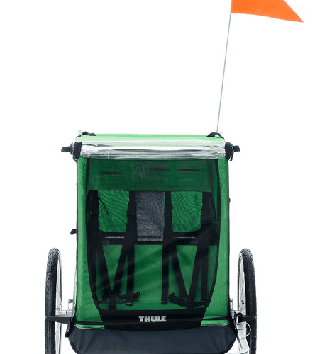 thule cadence 2 seat bike trailer green traveling tikes 3