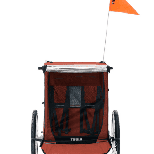 thule cadence 2 seat bike trailer hot sauce red traveling tikes 3