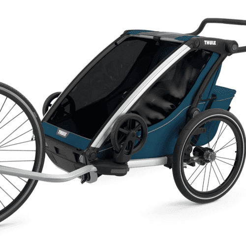 thule chariot cross 2 seat multisport bike trailer majolica blue traveling tikes 3