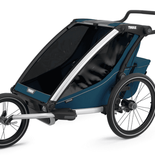 thule chariot cross 2 seat multisport bike trailer majolica blue traveling tikes 4