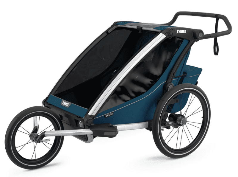 thule chariot cross 2 seat multisport bike trailer majolica blue traveling tikes 4