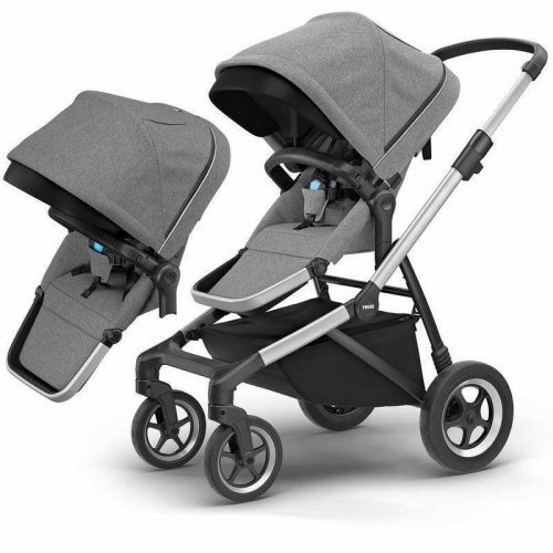 Thule Sleek Double Stroller - Grey Melange - Traveling Tikes