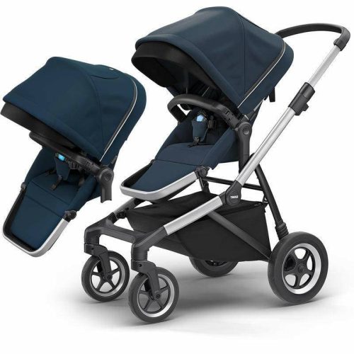 Thule Sleek Double Stroller - Navy Blue - Traveling Tikes