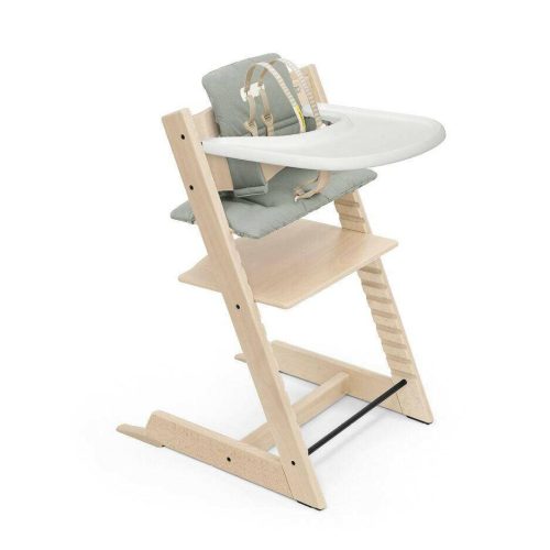 Tripp Trapp High Chair2 and Cushion with Stokke Tray - Natural / Glacier Green - Traveling Tikes