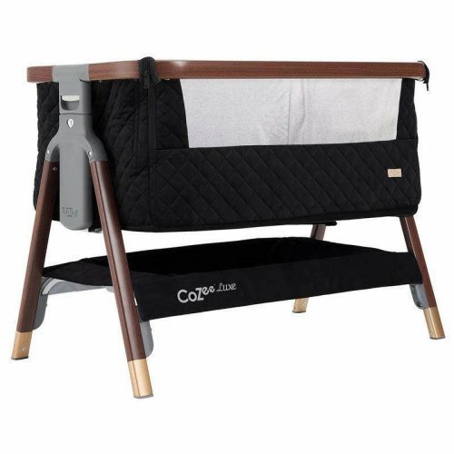 Tutti Bambini CoZee Luxe Bedside Crib - Walnut / Black - Traveling Tikes