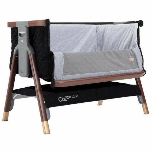 tutti bambini cozee luxe bedside crib walnut black traveling tikes 2