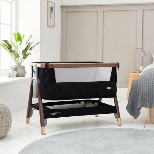 tutti bambini cozee luxe bedside crib walnut black traveling tikes 7