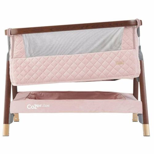 tutti bambini cozee luxe bedside crib walnut blush traveling tikes 4