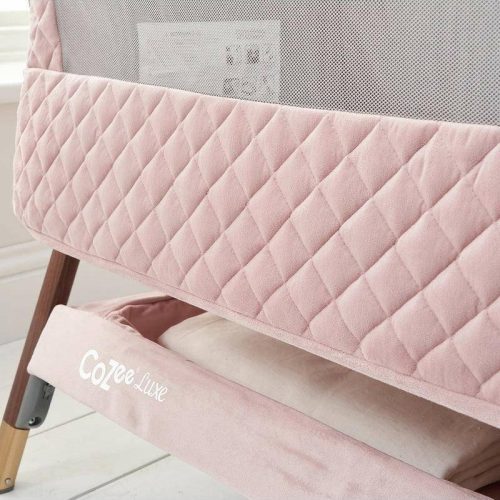 tutti bambini cozee luxe bedside crib walnut blush traveling tikes 6