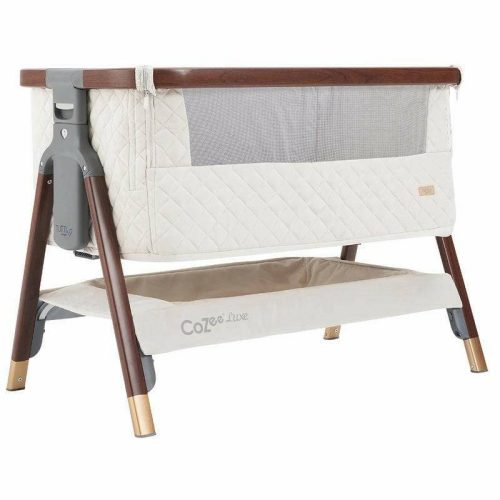 Tutti Bambini CoZee Luxe Bedside Crib - Walnut / Cream - Traveling Tikes