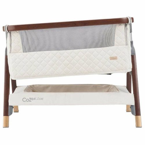 tutti bambini cozee luxe bedside crib walnut cream traveling tikes 4