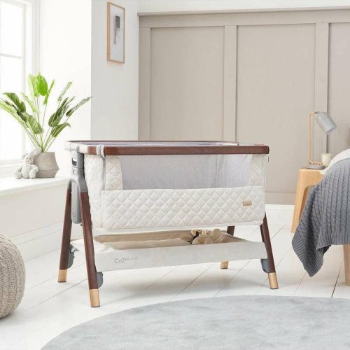 tutti bambini cozee luxe bedside crib walnut cream traveling tikes 7