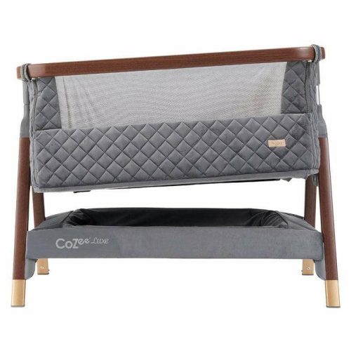 tutti bambini cozee luxe bedside crib walnut slate traveling tikes 4