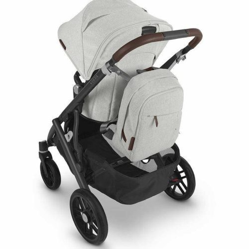 uppababy changing backpack anthony white and grey chenille chestnut leather traveling tikes 5