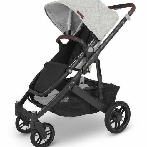 UPPAbaby CRUZ V2 Stroller - Anthony (White and Grey Chenille / Carbon / Chestnut Leather) - Traveling Tikes