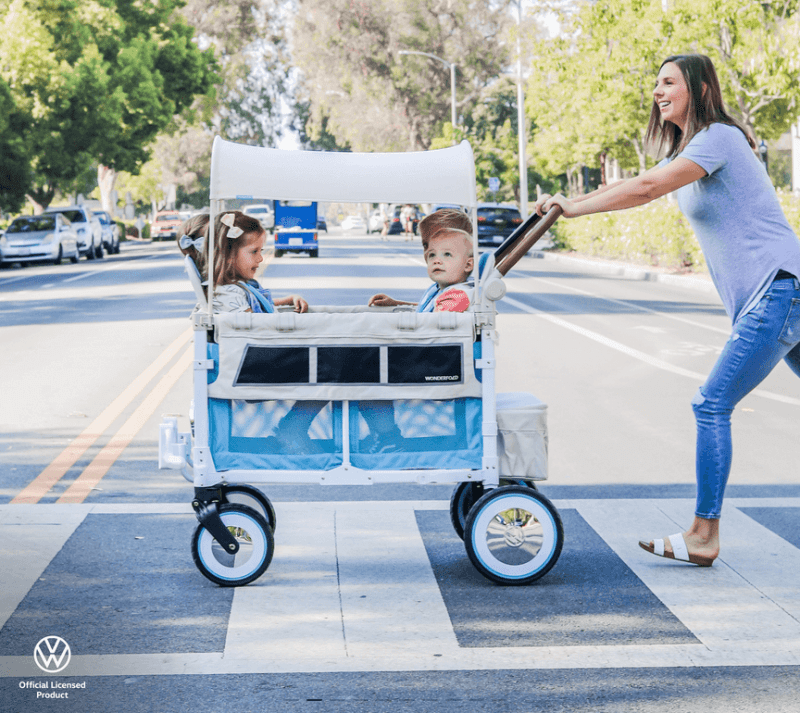 wonderfold vw4 volkswagen stroller wagon bondi blue traveling tikes 2