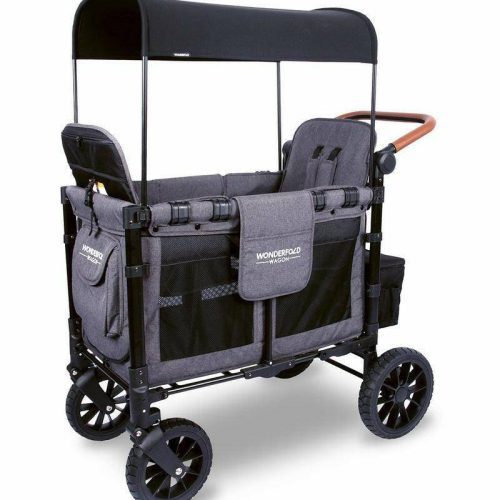 Wonderfold W2 Luxe (W2S 2.0) Multifunctional Double (2 seater) Stroller Wagon - Charcoal Gray - Traveling Tikes