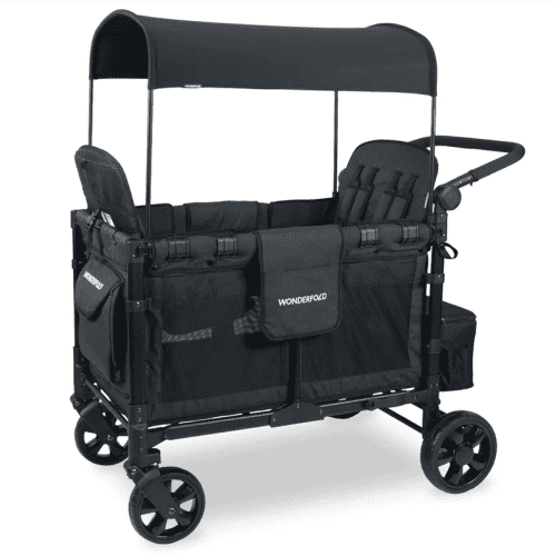 Wonderfold W4 Elite Stroller Wagon - Volcanic Black - Traveling Tikes