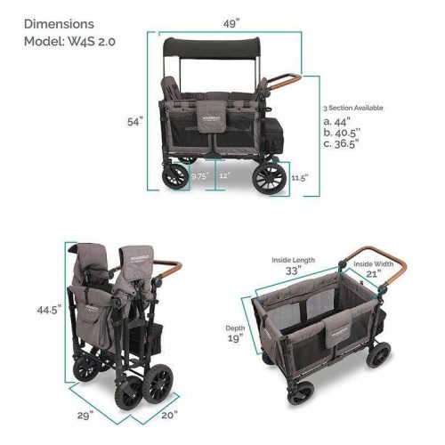 wonderfold w4 luxe w4s 2 0 multifunctional quad 4 seater stroller wagon charcoal grayblack frame traveling tikes 7