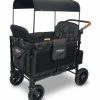 WonderFold W4 Luxe (W4S 2.0) Multifunctional Quad (4 Seater) Stroller Wagon - Volcanic Black - Traveling Tikes